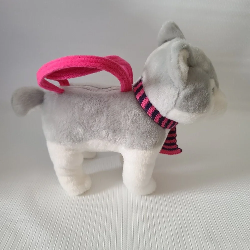 Husky with Scarf Girl Zippered Purse Carry Bag Embroidered Eyes